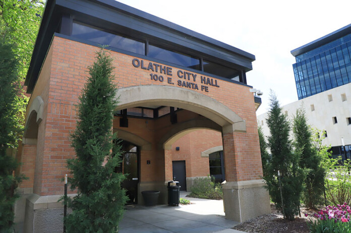 Olathe City Hall at 100 E Santa Fe in downtown Olathe, Kansas